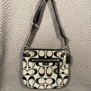 Coach Gray Silver Black Logo Crossbody Purse *see description*